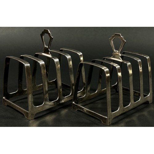 211 - A pair of silver Art Deco toast racks, Birmingham, 1934, makers mark William Neale & Son Ltd, 3.1oz