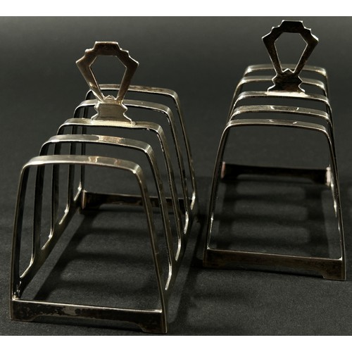 211 - A pair of silver Art Deco toast racks, Birmingham, 1934, makers mark William Neale & Son Ltd, 3.1oz