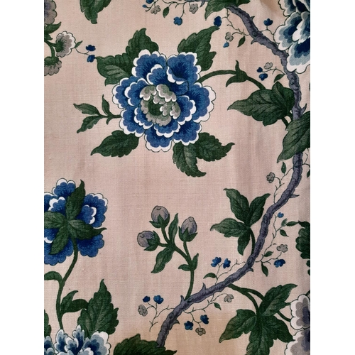 925 - One pair of good quality curtains in Liberty of London floral  linen fabric, lined with triple pleat... 