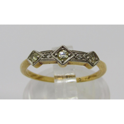 265 - Early 20th century 18ct diamond ring with platinum setting, size H/I, 1.7g and a 9ct white stone ete... 