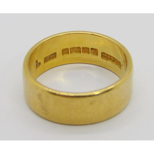 278 - 22ct wedding ring, Birmingham 1970, size J/K, 6.4g