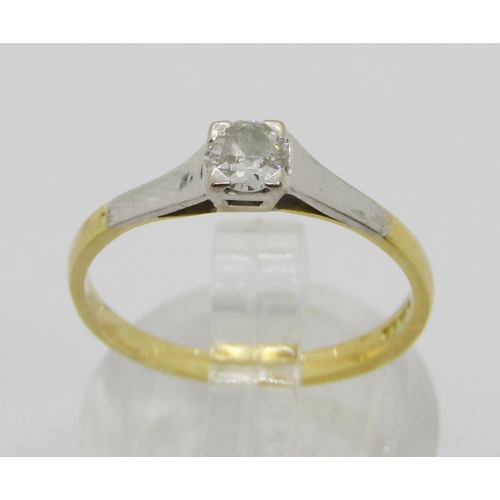 280 - Art Deco style 18ct diamond solitaire ring, 0.20ct approx, Birmingham 2001, size M, 1.8g