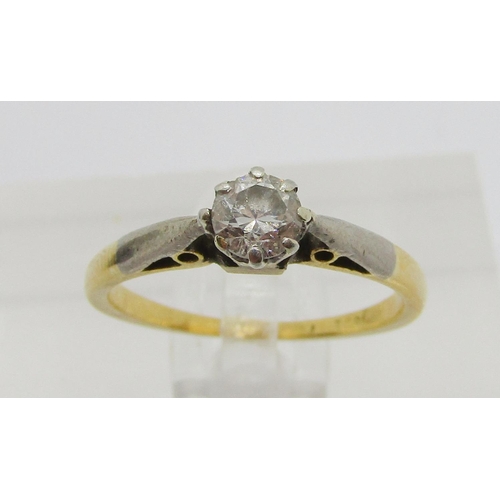 283 - 18ct diamond solitaire ring with platinum setting, 0.25ct approx, size J/K, 2.2g