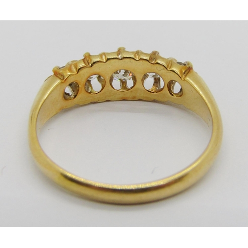 292 - Antique 18ct graduated five stone diamond ring, centre stone 0.15ct approx, maker 'W.G&S', Birmingha... 