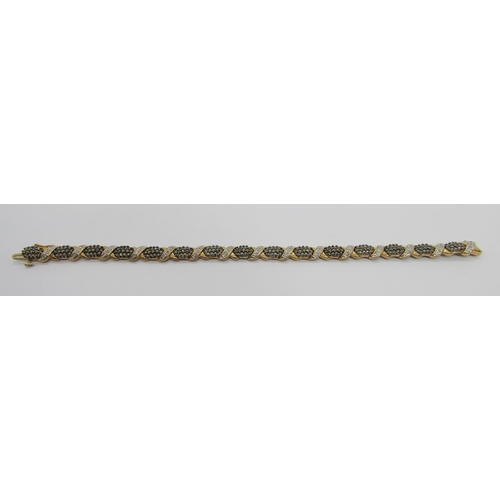 312 - 9ct fancy coloured diamond bracelet, RRP £387, 19.2cm L approx excluding inner clasp, 16.4g