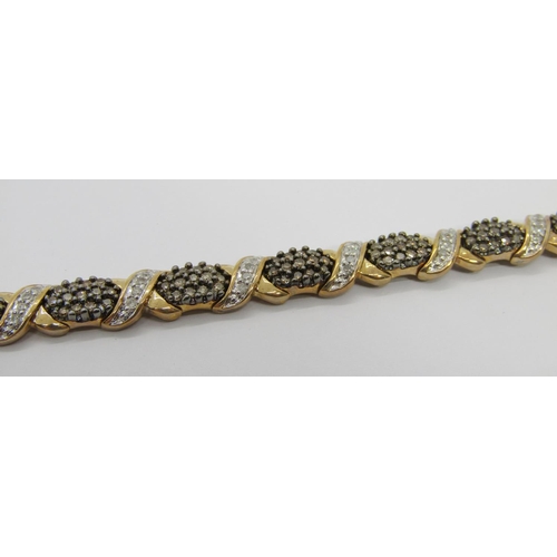 312 - 9ct fancy coloured diamond bracelet, RRP £387, 19.2cm L approx excluding inner clasp, 16.4g