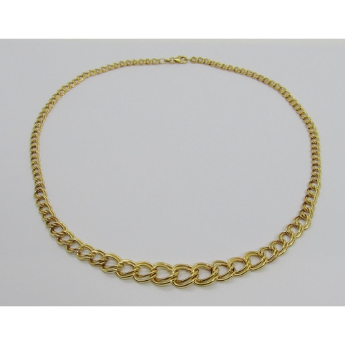 314 - 9ct graduated double curb link necklace, maker 'BJB', 46cm L approx, 6.8g