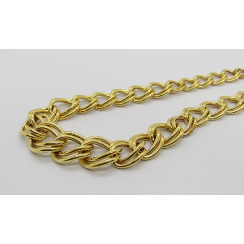 314 - 9ct graduated double curb link necklace, maker 'BJB', 46cm L approx, 6.8g