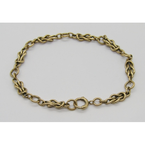 334 - Early 20th century 9ct fancy link bracelet, 18.9cm L approx, 6.6g