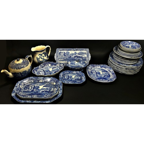 115 - A large quantity of Copeland Spode Italian and other transfer-printed blue and white dinner and tea ... 