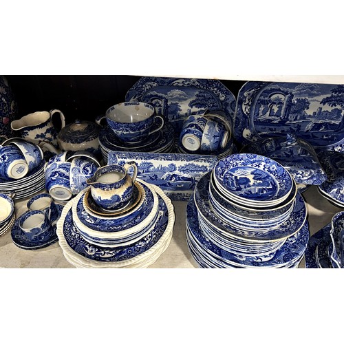 115 - A large quantity of Copeland Spode Italian and other transfer-printed blue and white dinner and tea ... 