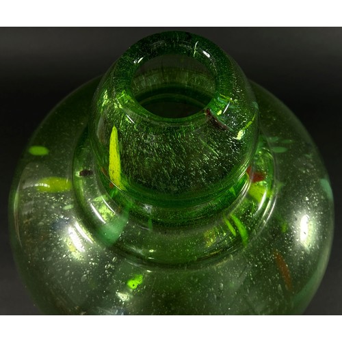 148 - A large Nailsea type green studio / art glass vase, with polished pontil, 36cm high.