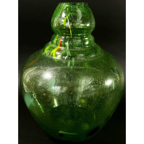 148 - A large Nailsea type green studio / art glass vase, with polished pontil, 36cm high.