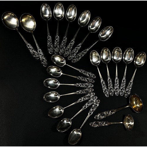 231 - A selection of Brodrene Mylius Norway Tele pattern flatware stamped 830S including 12 dessert spoons... 