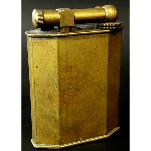 376 - A large French brass table cigarette lighter by Polaire Paris, 10cm high.