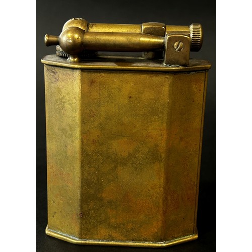 376 - A large French brass table cigarette lighter by Polaire Paris, 10cm high.