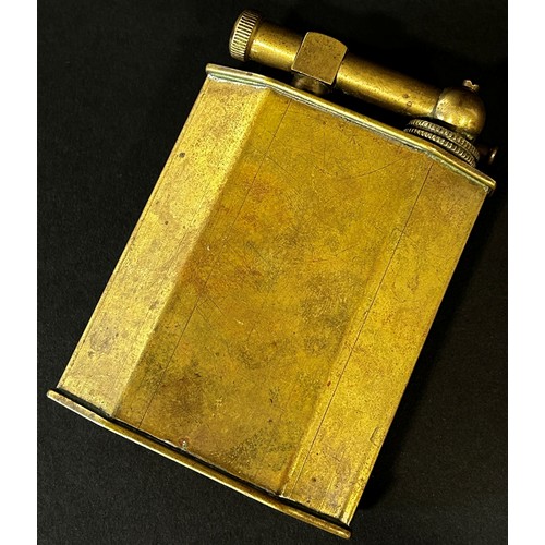 376 - A large French brass table cigarette lighter by Polaire Paris, 10cm high.