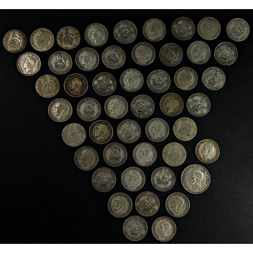 374 - A mixed quantity of circulated English silver coinage together with a small tin coin box containing ... 