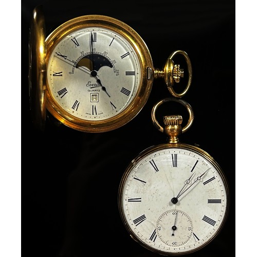 421 - Two yellow gold fob watches and another to include a French 18ct yellow gold cased example, marked K... 