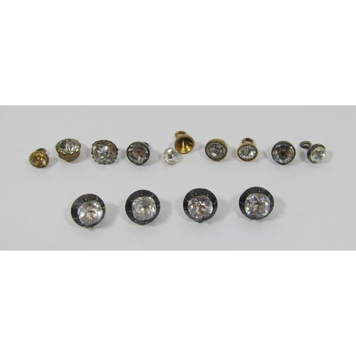 344 - Set of four Georgian silver collet set paste buttons, plus a small quantity of further buttons