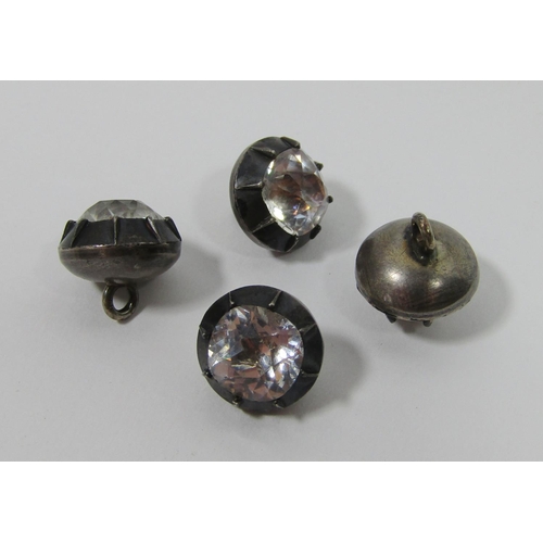 344 - Set of four Georgian silver collet set paste buttons, plus a small quantity of further buttons