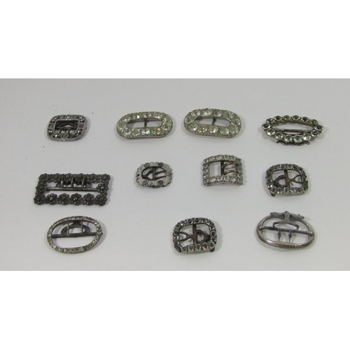 349 - Collection of small Georgian and later buckles of various design, to include three cut steel example... 