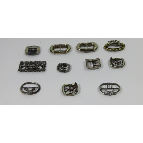 349 - Collection of small Georgian and later buckles of various design, to include three cut steel example... 