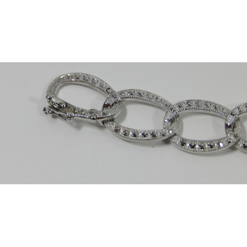 351 - Group of silver jewellery comprising an Art Deco style chain link bracelet set with marcasite, maker... 