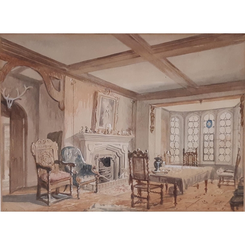 1954 - V. R. (19th-20th Century) - Interior scene, watercolour on paper, initialled lower left, 19 x 26 cm,... 