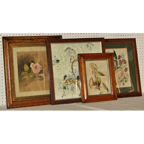 1970 - Four framed c.19th works, to include: Three Victorian watercolour botanical studies, two framed in b... 