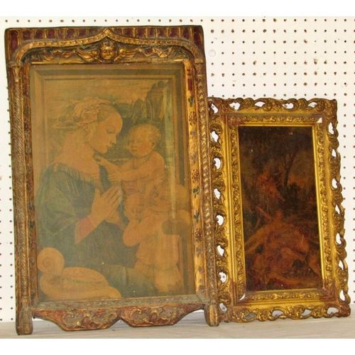 1972 - Two prints in 19th century frames, to include: After Filippo Lippi - 'The Holy Family' vintage print... 