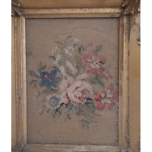 1923 - Four 19th century frames with Victorian works to include: a tapestry of a bouquet of flowers in a gi... 