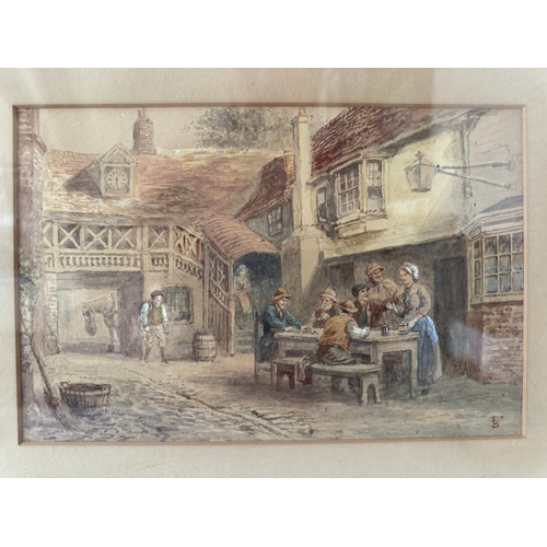 1985 - Attributed to Myles Birket Foster (British, 1825-1899) - Villagers in conversation around a table, m... 