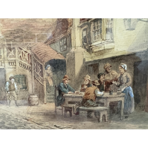 1985 - Attributed to Myles Birket Foster (British, 1825-1899) - Villagers in conversation around a table, m... 