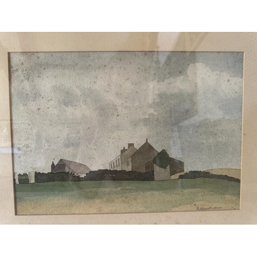 1987 - Two 20th century watercolours of farm houses, indistinctly signed 'Allan Milner?' in pencil below, 3... 