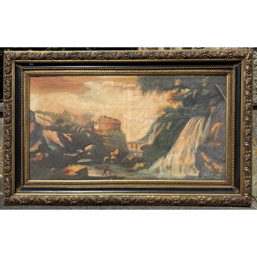 1992 - A 20th century reproduction of an 18th century continental evening landscape with an aqueduct and wa... 