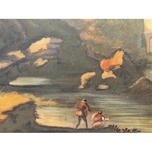 1992 - A 20th century reproduction of an 18th century continental evening landscape with an aqueduct and wa... 