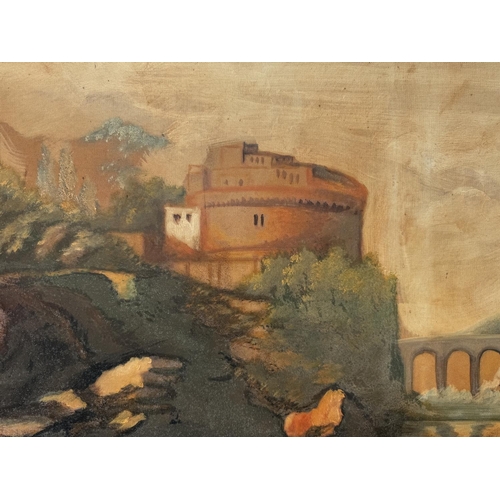 1992 - A 20th century reproduction of an 18th century continental evening landscape with an aqueduct and wa... 