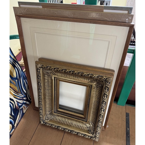 1998 - A group of seven frames, to include a molded gilt frame (no glazing) 53 x 47 cm, with six modern fra... 