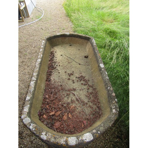 1011 - An exceptional large weathered natural stone planter / trough of rounded rectangular / cartouche for... 