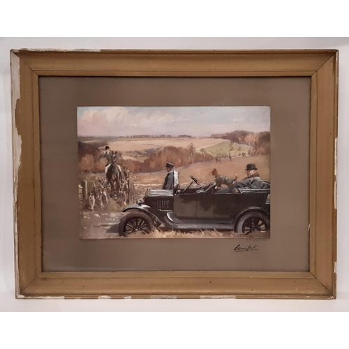 1927 - After Lionel Edwards (1874-1954)  'The Duke of Beaufort In His Car', print in colours, inscribed 'Be... 