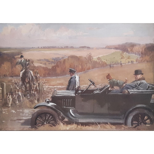 1927 - After Lionel Edwards (1874-1954)  'The Duke of Beaufort In His Car', print in colours, inscribed 'Be... 