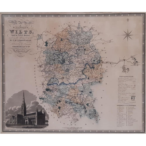 1933 - Two maps of Wiltshire to include: J & C Walker - 'Map of the County of Wilts, from an actual survey,... 