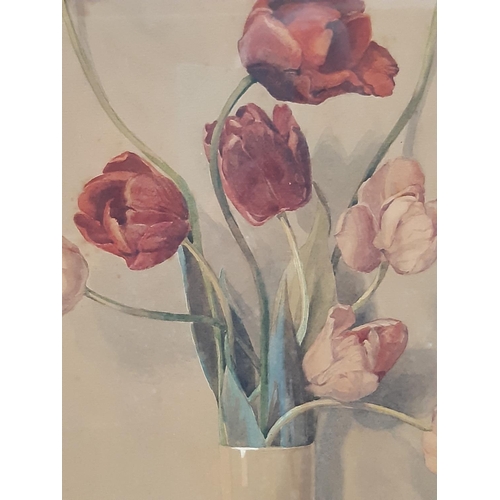 1935 - Olive B. Stephens - Vase of Tulips, waterolour, signed lower left, 32 x 48 cm, mounted, glazed and f... 