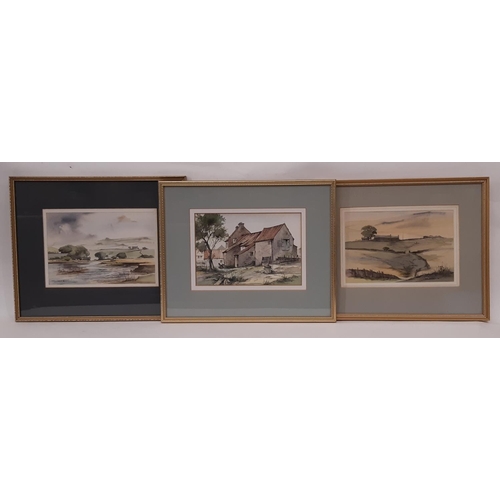 1943 - John E. Parkin (1932-2016) - Three watercolours of rural landscapes, titled: 'The Swale, Reeth', 'Ne... 