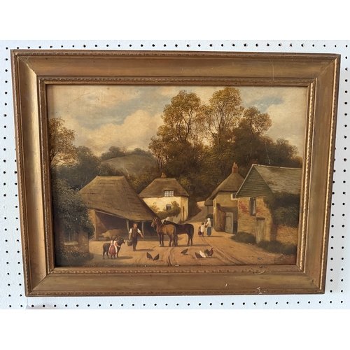 1953 - W. Wilcox (19th Century) - Cockington Forge, signed below, oil on canvas, 31 x 42 cm, gilt framed