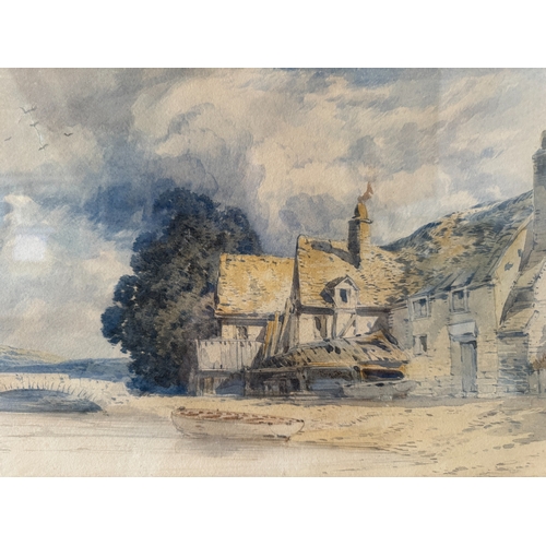 1964 - John Callow O.W.S (1822-1878) - Riverside Scene, inscribed to label 'initialled and dated verso, bea... 