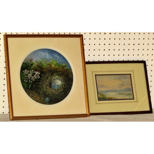 1969 - Seven framed prints and paintings, to include: A. Rous - Farm scene with chickens, watercolour, sign... 