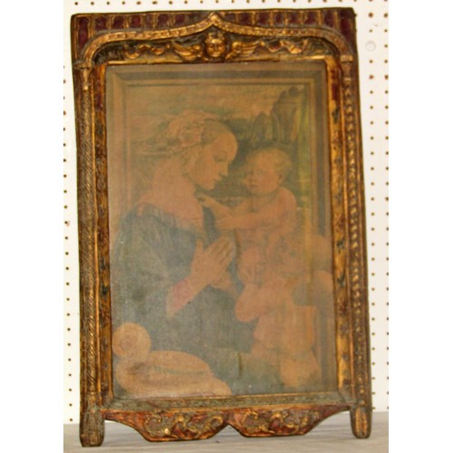 1972 - Two prints in 19th century frames, to include: After Filippo Lippi - 'The Holy Family' vintage print... 