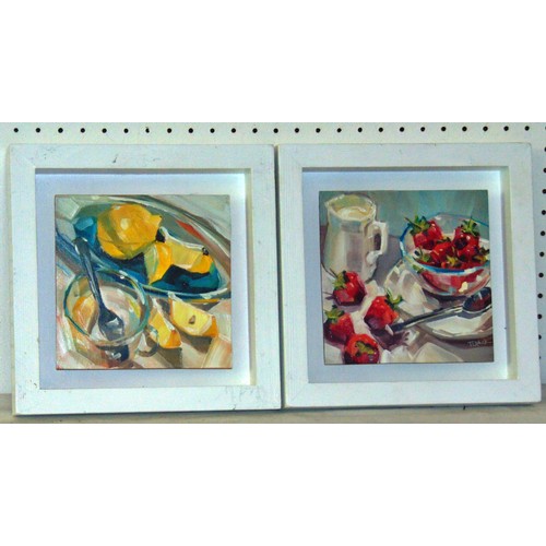 1974 - Four paintings to include: Watercolour study of a plate of mushrooms, indistinctly signed 'J. M. Pic... 